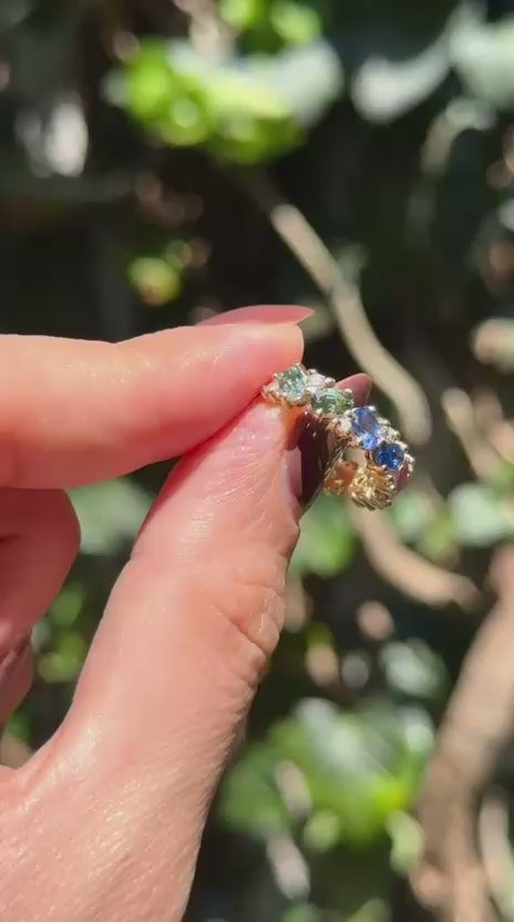 Anillo Ale | churumbela zafiros arcoíris y diamantes